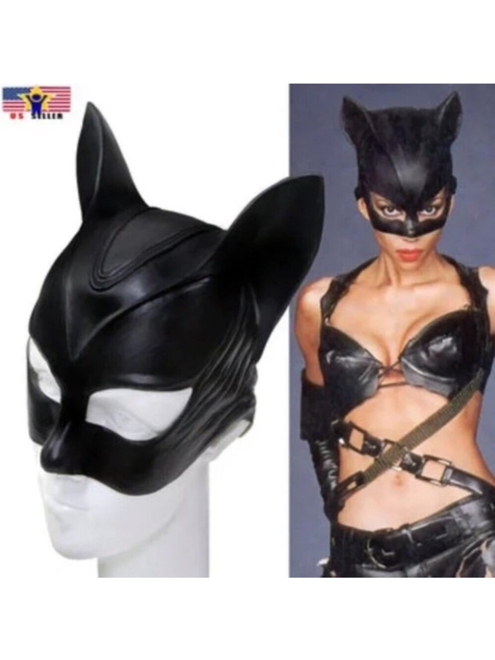 Cat Woman Face Latex Mask Cosplay Batman Catwoman Costume Props Halloween
